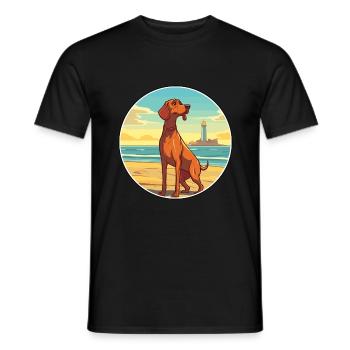 Redbone Coonhound chien race Cartoon Kawaii Clipart - T-shirt homme - noir - Devant - AI Model Male 178 light (178cm)