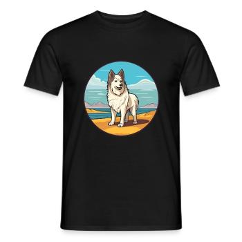 Sibérie occidentale Laika chien race dessin animé Kawaii chien - T-shirt homme - noir - Devant - AI Model Male 178 light (178cm)