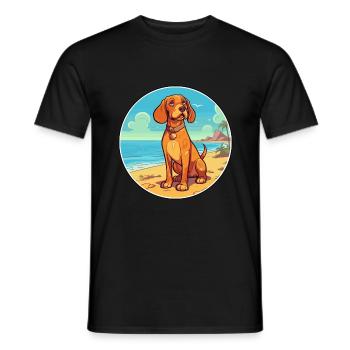 Tyroler Bracke chien race Cartoon Kawaii Clipart - T-shirt homme - noir - Devant - AI Model Male 178 light (178cm)