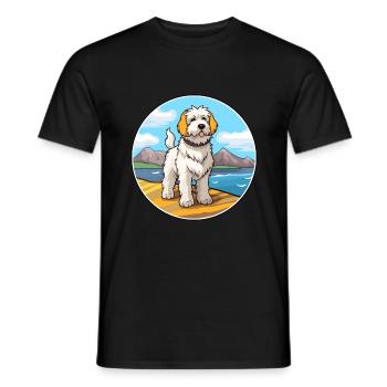 Chien de berger des Pyrénées chien race Cartoon Kawaii Clipart - T-shirt homme - noir - Devant - AI Model Male 178 light (178cm)