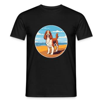 Welsh Springer Spaniel Dog Breed Cartoon Kawaii - Men's T-Shirt - black - Front - AI Model Male 178 light (178cm)