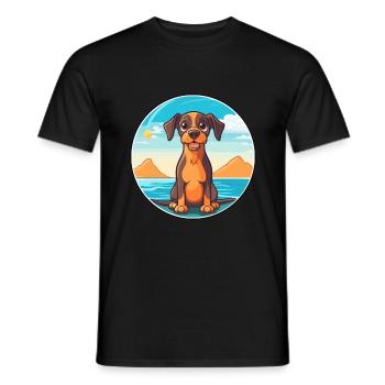 Ratonero Murciano chien race Cartoon Kawaii Clipart - T-shirt homme - noir - Devant - AI Model Male 178 light (178cm)