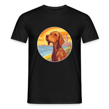 Cheveux durs Vizsla chien race Cartoon Kawaii Clipart - T-shirt homme - noir - Devant - AI Model Male 178 light (178cm)