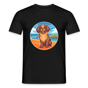 Épagneul tibétain chien race Cartoon Kawaii Clipart - T-shirt homme - noir - Devant - AI Model Male 178 light (178cm)