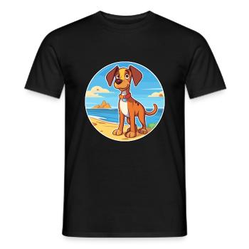 Ratonero Valenciano Race de chien Cartoon Kawaii Dog - T-shirt homme - noir - Devant - AI Model Male 178 light (178cm)