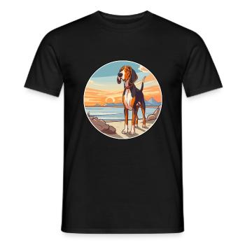 Treeing Walker Coonhound Dog Breed Cartoon Kawaii - Men's T-Shirt - black - Front - AI Model Male 178 light (178cm)