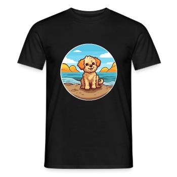Chien jouet russe race dessin animé Kawaii Clipart chien - T-shirt homme - noir - Devant - AI Model Male 178 light (178cm)