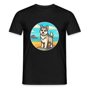 Suédois Vallhund chien race Cartoon Kawaii Clipart - T-shirt homme - noir - Devant - AI Model Male 178 light (178cm)