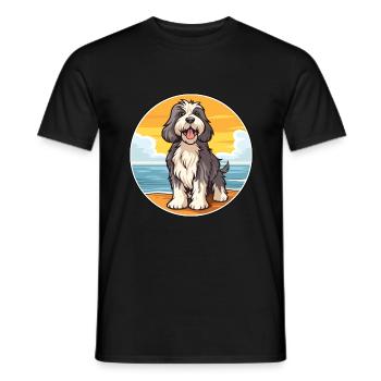 Schapendoes chien race dessin animé Kawaii Clipart chien - T-shirt homme - noir - Devant - AI Model Male 178 light (178cm)