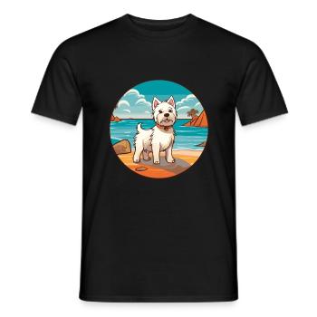 Westie Hund Rasse Cartoon Kawaii Clipart Aquarell - Männer T-Shirt - Schwarz - Vorne - AI Model Male 178 light (178cm)