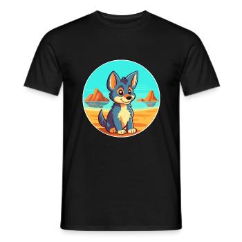 Tamaskan Dog Breed Cartoon Kawaii Clipart Dog Pet - Men's T-Shirt - black - Front - AI Model Male 178 light (178cm)
