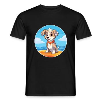 Taigan Dog Breed Cartoon Kawaii Clipart Watercolor - Men's T-Shirt - black - Front - AI Model Male 178 light (178cm)
