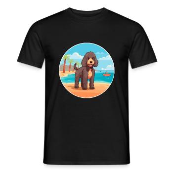 Spanischer Wasserhund Rasse Cartoon Kawaii Clipart Hund - Männer T-Shirt - Schwarz - Vorne - AI Model Male 178 light (178cm)