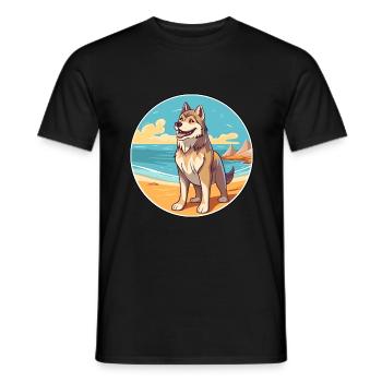 Saarloos Wolfhund Hund Rasse Cartoon Kawaii Clipart - Männer T-Shirt - Schwarz - Vorne - AI Model Male 178 light (178cm)