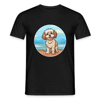 Shih Poo chien race dessin animé Kawaii Clipart chien animal de compagnie - T-shirt homme - noir - Devant - AI Model Male 178 light (178cm)
