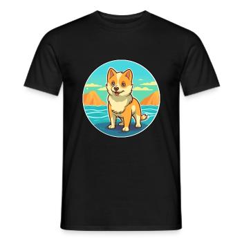 Shikoku Dog Breed Cartoon Kawaii Clipart Dog Pet - Men's T-Shirt - black - Front - AI Model Male 178 light (178cm)