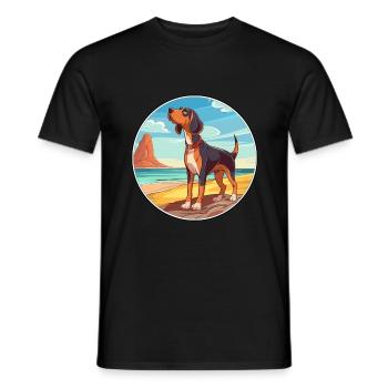 Serbe tricolore chien chien race dessin animé Kawaii - T-shirt homme - noir - Devant - AI Model Male 178 light (178cm)