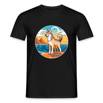Seppala Sibirischer SchlittenHund Hunderasse Karikatur Kawaii - Männer T-Shirt - Schwarz - Vorne - AI Model Male 178 light (178cm)