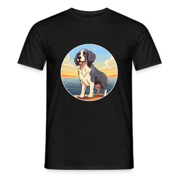 Stabyhoun chien race dessin animé kawaii clipart chien animal de compagnie - T-shirt homme - noir - Devant - AI Model Male 178 light (178cm)
