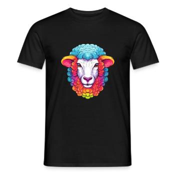 Schaf Buntes Aquarell Cartoon Kawaii Tier - Männer T-Shirt - Schwarz - Vorne - AI Model Male 178 light (178cm)