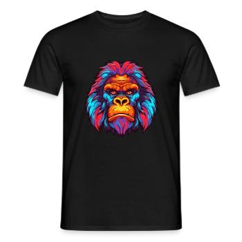 Gorilla Colorful Watercolor Cartoon Kawaii Animal - Men's T-Shirt - black - Front - AI Model Male 178 light (178cm)