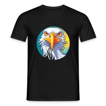 Seagull Colorful Watercolor Cartoon Kawaii Animal - Men's T-Shirt - black - Front - AI Model Male 178 light (178cm)