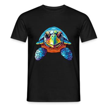 Turtle Colorful Watercolor Cartoon Kawaii Animal - Men's T-Shirt - black - Front - AI Model Male 178 light (178cm)