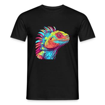 Iguana Colorful Watercolor Cartoon Kawaii Animal - Men's T-Shirt - black - Front - AI Model Male 178 light (178cm)