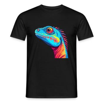 Lizard Colorful Watercolor Cartoon Kawaii Animal - Men's T-Shirt - black - Front - AI Model Male 178 light (178cm)