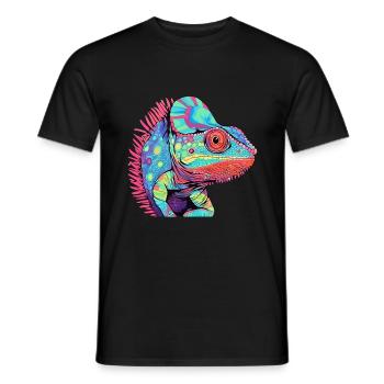 Chamäleon Bunte Aquarell-Karikatur Kawaii Anima - Männer T-Shirt - Schwarz - Vorne - AI Model Male 178 light (178cm)
