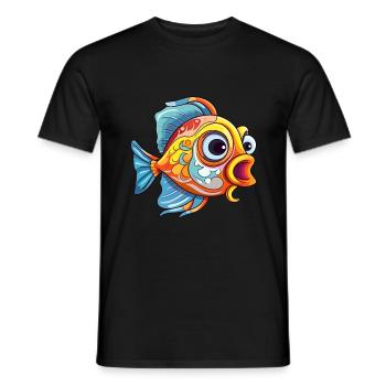 Fish Colorful Watercolor Cartoon Kawaii Animal - Men's T-Shirt - black - Front - AI Model Male 178 light (178cm)