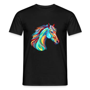 Pferd buntes Aquarell Karikatur Kawaii Tier - Männer T-Shirt - Schwarz - Vorne - AI Model Male 178 light (178cm)