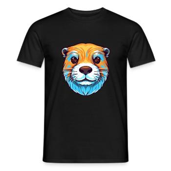 Otter buntes Aquarell Karikatur Kawaii Tier - Männer T-Shirt - Schwarz - Vorne - AI Model Male 178 light (178cm)