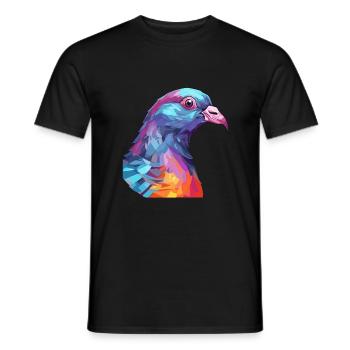 Pigeon Colorful Watercolor Cartoon Kawaii Animal - Men's T-Shirt - black - Front - AI Model Male 178 light (178cm)