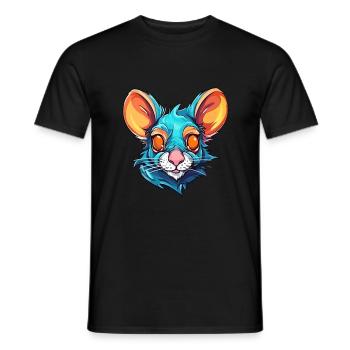 Rat Colorful Watercolor Cartoon Kawaii Animal - Men's T-Shirt - black - Front - AI Model Male 178 light (178cm)