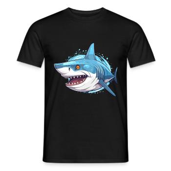 Shark Colorful Watercolor Cartoon Kawaii Animal - Men's T-Shirt - black - Front - AI Model Male 178 light (178cm)
