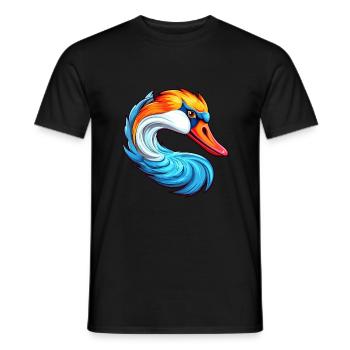 Schwan Buntes Aquarell Cartoon Kawaii Tier - Männer T-Shirt - Schwarz - Vorne - AI Model Male 178 light (178cm)