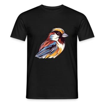 Sparrow Colorful Watercolor Cartoon Kawaii Animal - Men's T-Shirt - black - Front - AI Model Male 178 light (178cm)