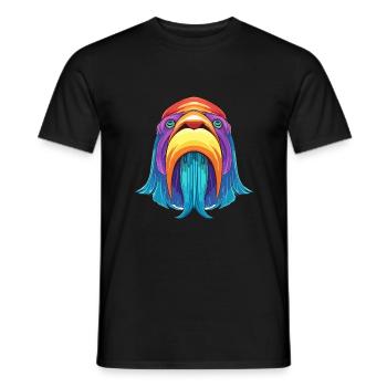 Walrus Colorful Watercolor Cartoon Kawaii Animal - Men's T-Shirt - black - Front - AI Model Male 178 light (178cm)