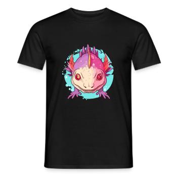 Axolotl Aquarelle Colorée Dessin Animé Kawaii Animal - T-shirt homme - noir - Devant - AI Model Male 178 light (178cm)