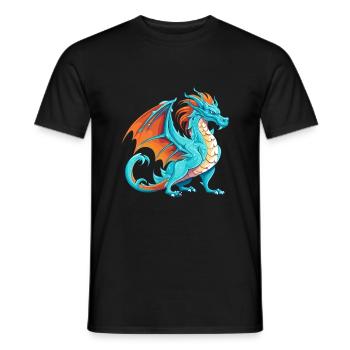 Dragon Aquarelle Colorée Dessin Animé Kawaii Animal - T-shirt homme - noir - Devant - AI Model Male 178 light (178cm)