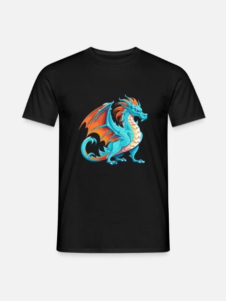 Drache Buntes Aquarell Cartoon Kawaii Tier - Männer T-Shirt - Schwarz
