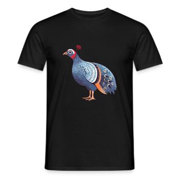 Pintade colorée aquarelle dessin animé Kawaii Ani - T-shirt homme - noir - Devant - AI Model Male 178 light (178cm)