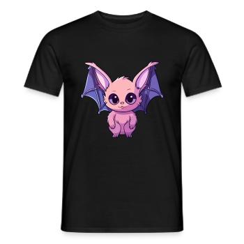 Fledermaus buntes Aquarell Cartoon Kawaii Tier - Männer T-Shirt - Schwarz - Vorne - AI Model Male 178 light (178cm)