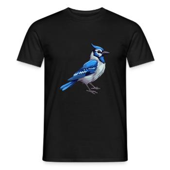 Blue Jay Colorful Watercolor Cartoon Kawaii Animal - Men's T-Shirt - black - Front - AI Model Male 178 light (178cm)