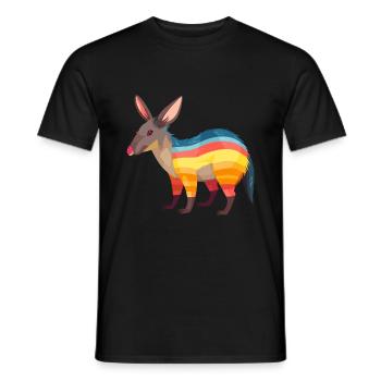 Aardvark Colorful Watercolor Cartoon Kawaii Animal - Men's T-Shirt - black - Front - AI Model Male 178 light (178cm)