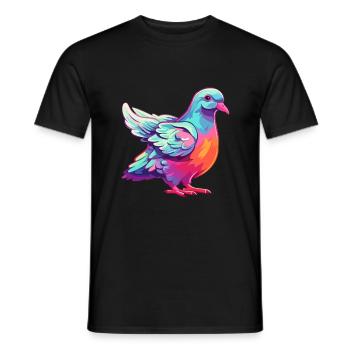Dove Colorful Watercolor Cartoon Kawaii Animal - Men's T-Shirt - black - Front - AI Model Male 178 light (178cm)
