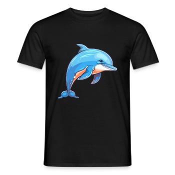 Delfin buntes Aquarell Cartoon Kawaii Tier - Männer T-Shirt - Schwarz - Vorne - AI Model Male 178 light (178cm)