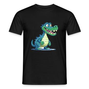 Krokodil bunte Aquarell-Karikatur Kawaii Anima - Männer T-Shirt - Schwarz - Vorne - AI Model Male 178 light (178cm)