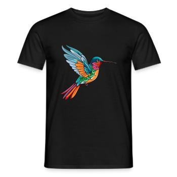 Hummingbird Colorful Watercolor Cartoon Kawaii Ani - Men's T-Shirt - black - Front - AI Model Male 178 light (178cm)